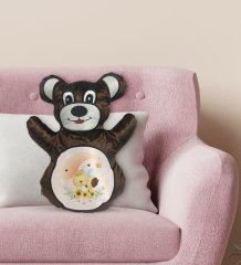 BK Gift Sevimli Arı Tasarımlı Kahverengi Ayıcık Yastık-3