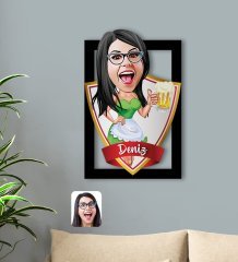 Kişiye Özel İsimli Kadın Karikatürlü 3D Ahşap Tablo-30