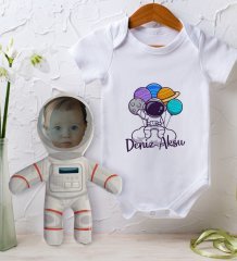 BK Kids Kişiye Özel Fotoğraflı Bebek Yastık ve Bebek Body Zıbın Hediye Seti - Model 44