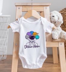 BK Kids Kişiye Özel Fotoğraflı Bebek Yastık ve Bebek Body Zıbın Hediye Seti - Model 44