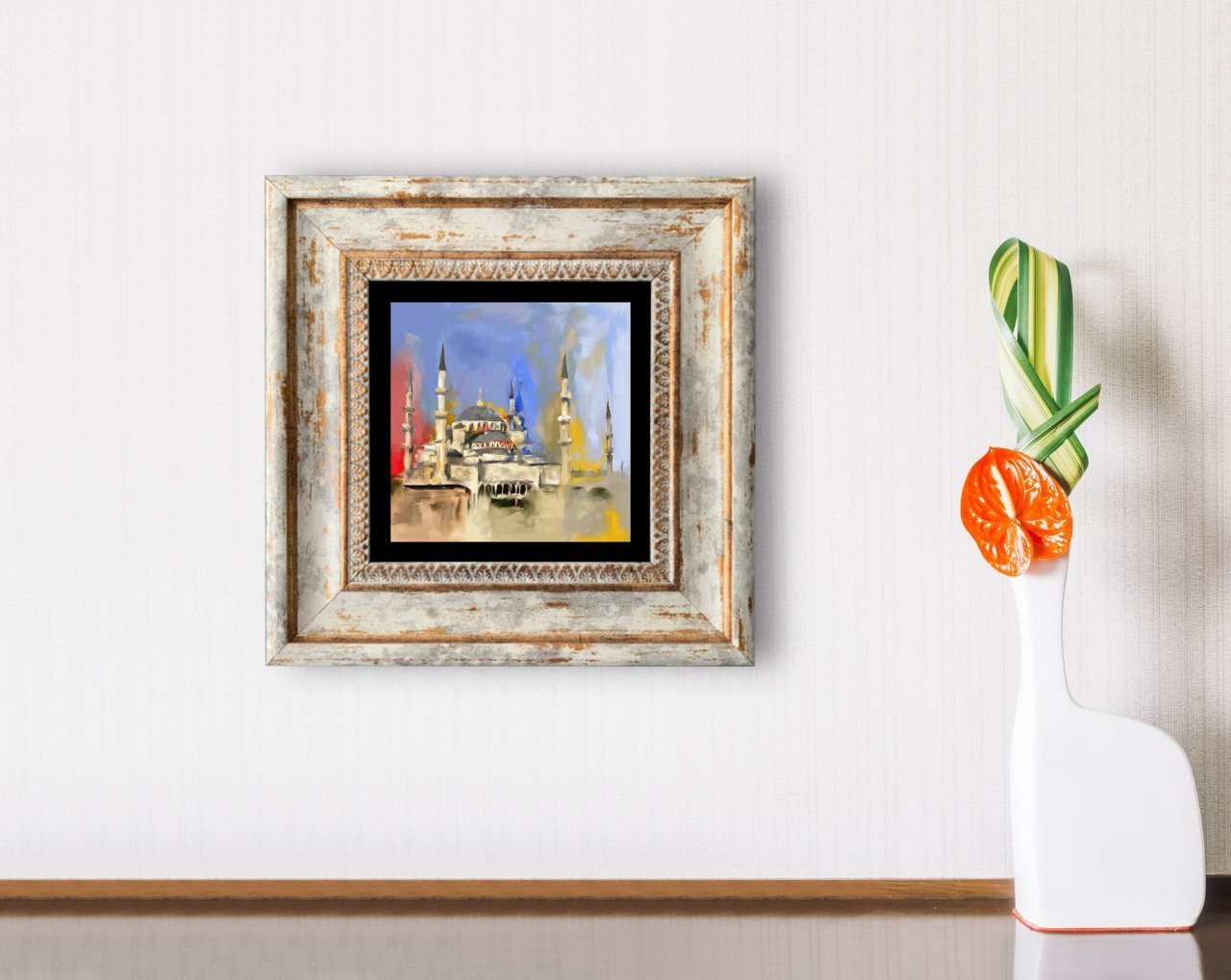 BK Home Cami Tasarımlı Çerçeveli Taş Duvar Dekoru-1