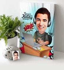 Kişiye Özel Bay Gamer Karikatür Kanvas Tablo (30 x 50 cm.) 1