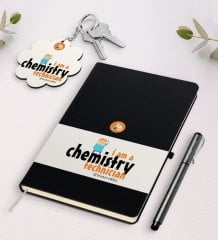 Kişiye Özel Kimya Teknikeri Siyah Defter Kalem Ve Anahtarlık Hediye Seti-1