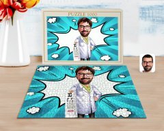 Kişiye Özel Erkek Göz Doktoru Karikatürlü 1000 Parça Profesyonel Puzzle-1