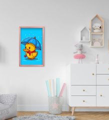 BK Home Sevimli Ördek Tasarımlı Dekoratif Pembe Ahşap Çerçeveli Çocuk Odası Tablo-1