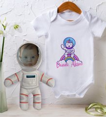 BK Kids Kişiye Özel Fotoğraflı Bebek Yastık ve Bebek Body Zıbın Hediye Seti - Model 43