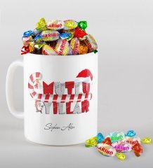 Kişiye Özel Yılbaşı Mutlu Yıllar Beyaz Kupa ve Haribo Şeker Hediye Seti-2