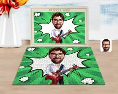 Kişiye Özel Erkek Gitarist Karikatürlü 1000 Parça Profesyonel Puzzle-2