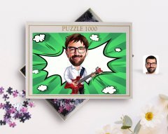 Kişiye Özel Erkek Gitarist Karikatürlü 1000 Parça Profesyonel Puzzle-2