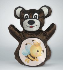 BK Gift Sevimli Arı Tasarımlı Kahverengi Ayıcık Yastık-1