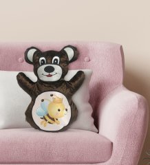 BK Gift Sevimli Arı Tasarımlı Kahverengi Ayıcık Yastık-1