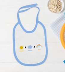 BK Kids Annem Babam Ben Tasarımlı Mavi Bebek Body Zıbın ve Mama Önlüğü Hediye Seti-1