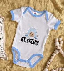 BK Kids Ep İsterim Zıpırlık Tasarımlı Mavi Bebek Body Zıbın-1