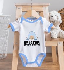 BK Kids Ep İsterim Zıpırlık Tasarımlı Mavi Bebek Body Zıbın-1