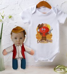 BK Kids Kişiye Özel Fotoğraflı Bebek Yastık ve Bebek Body Zıbın Hediye Seti - Model 42