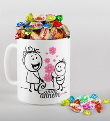 Kişiye Özel Canım Annem Tasarımlı Beyaz Kupa ve Haribo Şeker Hediye Seti-17