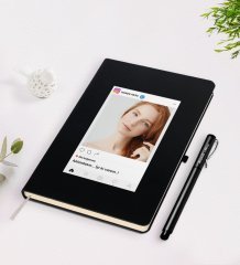 Kişiye Özel İnstagram Fotoğraflı Siyah Defter Kalem Seti-1