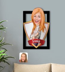 Kişiye Özel İsimli Kadın Karikatürlü 3D Ahşap Tablo-11