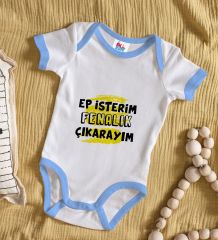 BK Kids Ep İsterim Tasarımlı Mavi Bebek Body Zıbın-7