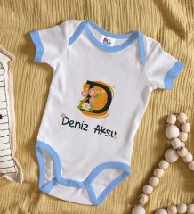BK Kids Kişiye Özel Mavi Bebek Body Zıbın - Model 109