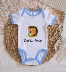 BK Kids Kişiye Özel Mavi Bebek Body Zıbın - Model 109