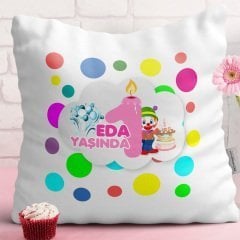 Kişiye Özel 1. Yaş Tasarımlı Kız Bebek Dekoratif Beyaz Yastık - 2