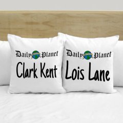 Kişiye Özel İkili Clark Kent & Lois Lane Beyaz Yastık Kılıfı