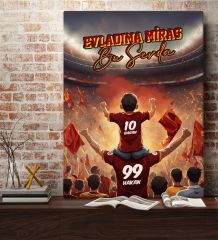 BK Gift Kişiye Özel İsimli Baba-Oğul Sarı Kırmızı Evladıma Miras Bu Sevda Kanvas Tablo-3 70x100CM, Ev Hediyesi, Doğum Günü Hediyesi, Taraftar Hediyesi