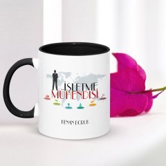 Kişiye Özel Mesleki İşletme Mühendisi Siyah Kupa Bardak - 001