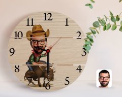 Kişiye Özel Rodeo Karikatürlü Otantik Ahşap Palet Saat-1