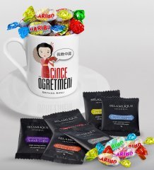 Kişiye Özel Çince Öğretmeni Türk Kahvesi Fincanı Selamlique Karışık Türk Kahvesi ve Haribo Şeker Hediye Seti