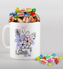 Kişiye Özel Canım Annem Tasarımlı Beyaz Kupa ve Haribo Şeker Hediye Seti-16