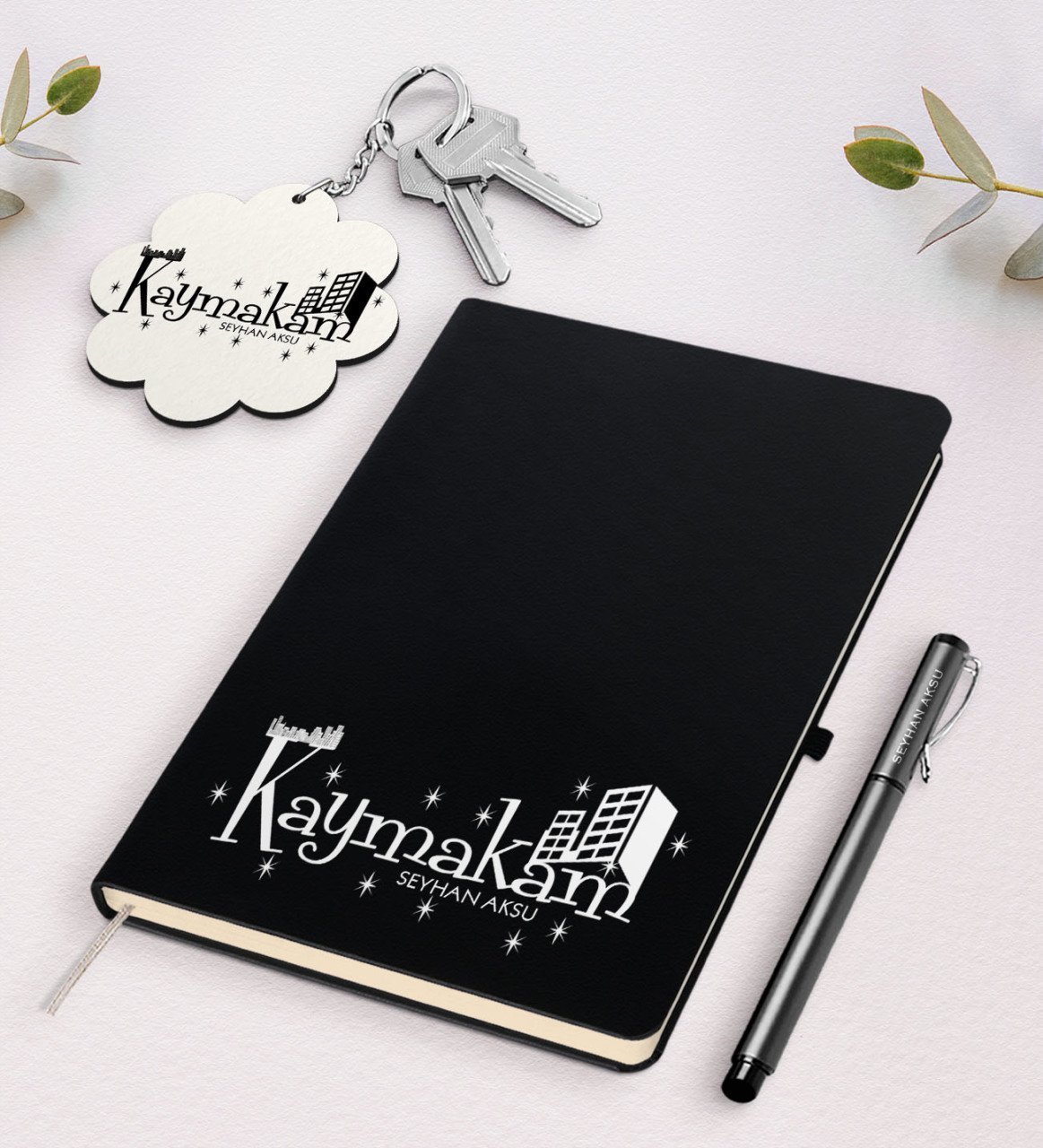Kişiye Özel Kaymakam Siyah Defter Kalem Ve Anahtarlık Hediye Seti-2