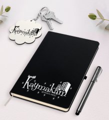 Kişiye Özel Kaymakam Siyah Defter Kalem Ve Anahtarlık Hediye Seti-2