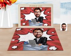 Kişiye Özel Erkek Genel Müdür Karikatürlü 1000 Parça Profesyonel Puzzle-1