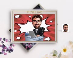 Kişiye Özel Erkek Genel Müdür Karikatürlü 1000 Parça Profesyonel Puzzle-1