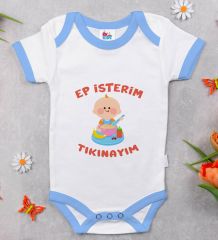 BK Kids Ep İsterim Tasarımlı Mavi Bebek Body Zıbın-5