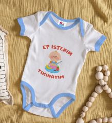 BK Kids Ep İsterim Tasarımlı Mavi Bebek Body Zıbın-5