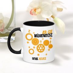 Kişiye Özel Mesleki Ar-Ge Mühendisi Siyah Kupa Bardak - 002