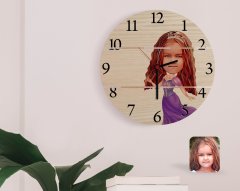 Kişiye Özel Prenses Karikatürlü Otantik Ahşap Palet Saat-3