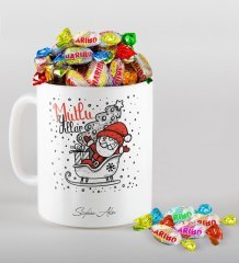 Kişiye Özel Noel Baba Beyaz Kupa ve Haribo Şeker Hediye Seti-5