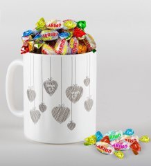 Kişiye Özel Sevgililer Günü Beyaz Kupa ve Haribo Şeker Hediye Seti-42