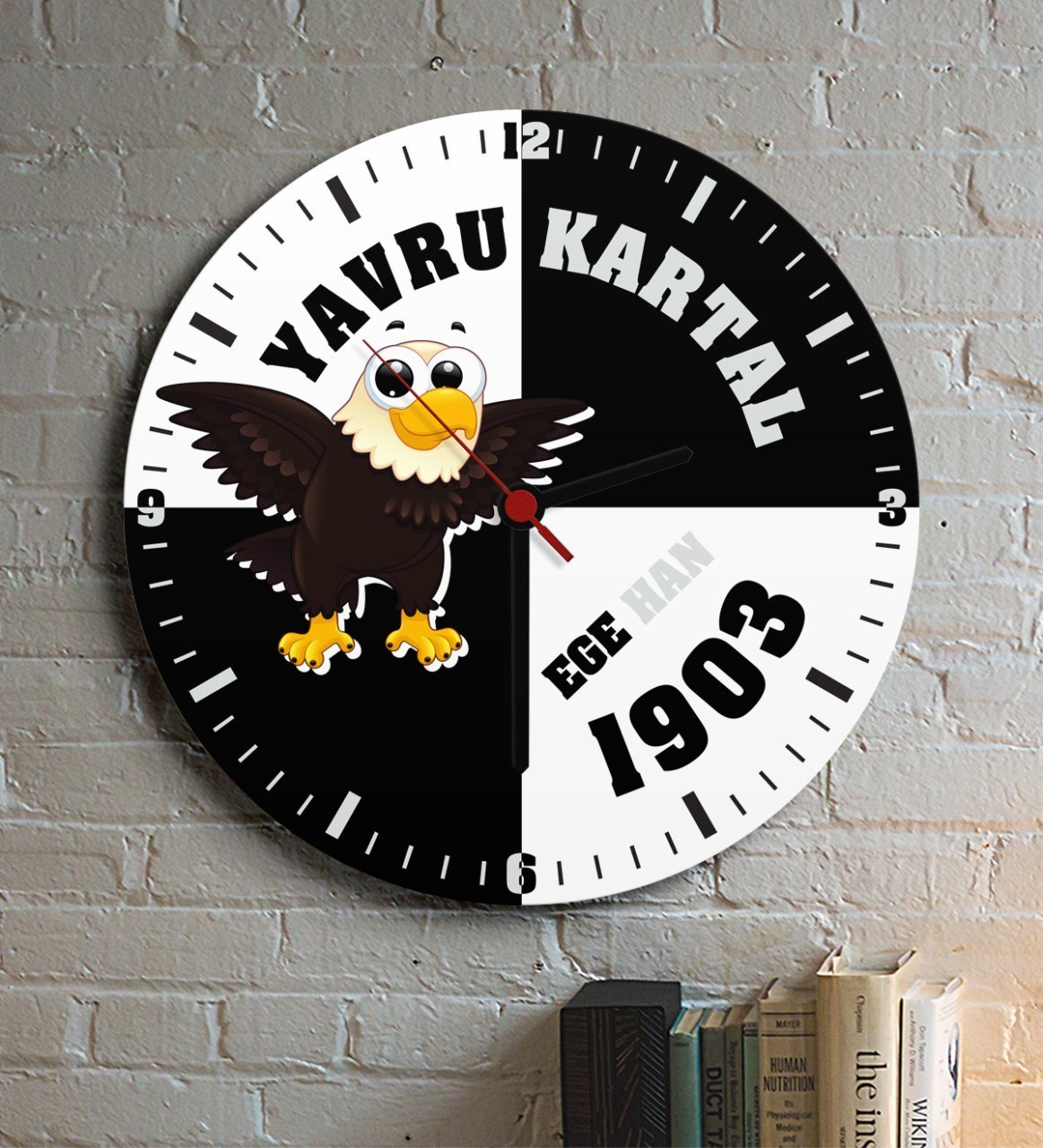 Kişiye Özel Yavru Kartal Ahşap Duvar Saati - 2