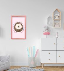 BK Home Sevimli Kirpi Tasarımlı Dekoratif Pembe Ahşap Çerçeveli Çocuk Odası Tablo-3