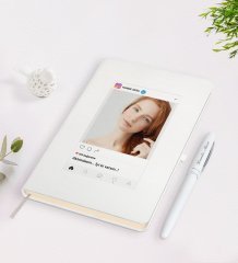 Kişiye Özel İnstagram Fotoğraflı Beyaz Defter Kalem Seti