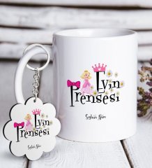 Kişiye Özel Evin Prensesi Beyaz Kupa ve Anahtarlık Hediye Seti-3