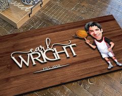 BK Gift Kişiye Özel Erkek Basketbol Oyuncusu Karikatürlü Kabartma Figürlü Ahşap Tablo, Duvar Dekoru, Arkadaşa Hediye, Özel Tasarım Ev Hediyesi-1