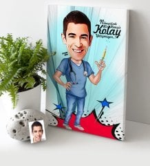 Kişiye Özel Bay Hemşir Karikatür Kanvas Tablo (30 x 50 cm.) 1