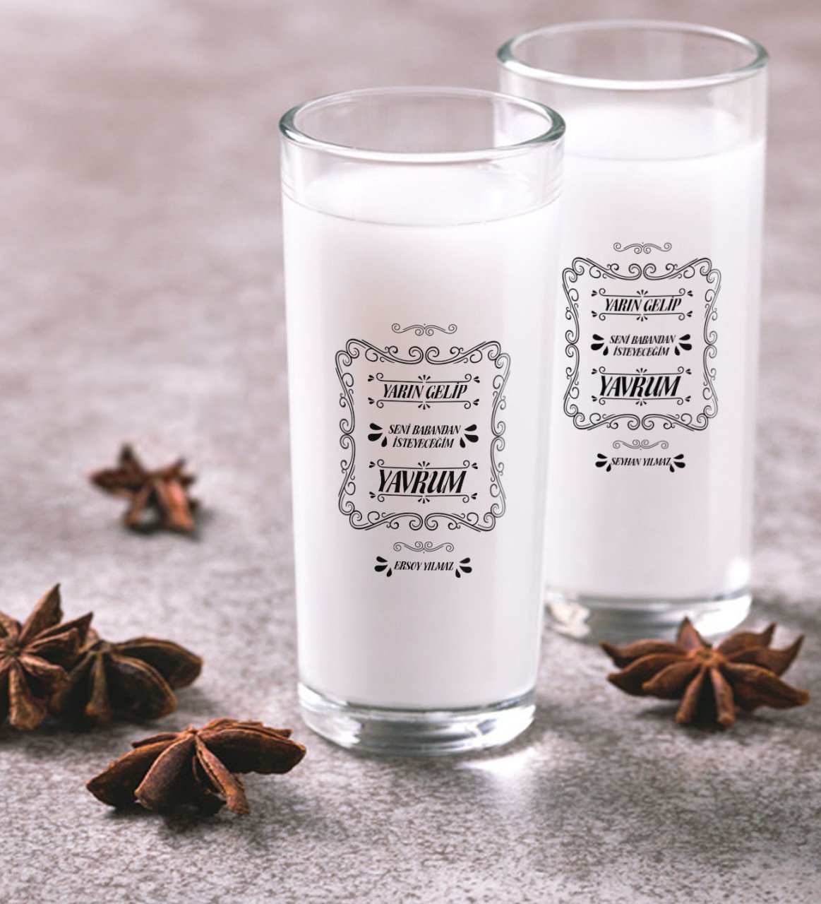 Kişiye Özel Renkli Baskılı Yeşilçam Replikleri Seni Babandan İsteyeceğim İkili Rakı Bardağı Seti-1