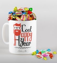 Kişiye Özel Noel Baba Beyaz Kupa ve Haribo Şeker Hediye Seti-3